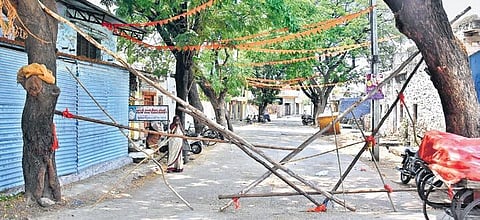Barricades are a common sight in Kalaburagi, a district which has seen a spate of Covid-19 positive cases | Express