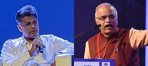 Congress MP (left) Manish Tewari and BJP MP (right) Vinay Sahasrabuddhe (Photos | EPS)