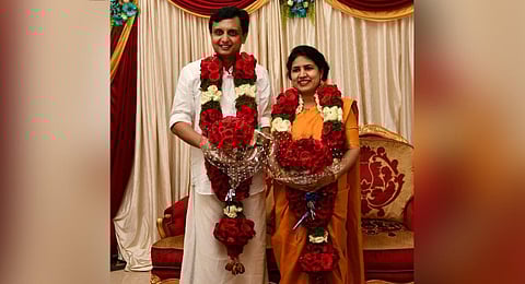 Chief Minister Pinarayi Vijayan's daughter Veena Vijayan and DYFI national president PA Mohammed Riyas tied the knot. (Photo | Express)