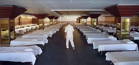 Shehnai banquet hall turned quarantine center for treating COVID-19 patients during the ongoing nationwide lockdown in New Delhi. (Photo | Shekhar Yadav, EPS)