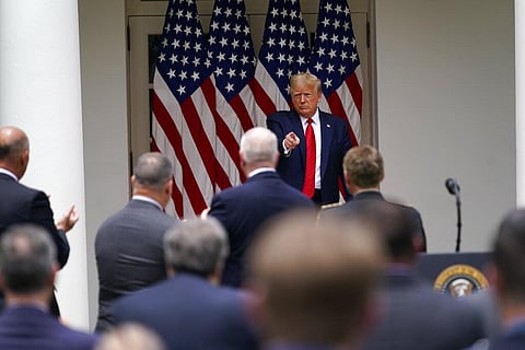 President Donald Trump leave after signing an executive order on police reform, in the Rose Garden of the White House. (Photo | AP)
