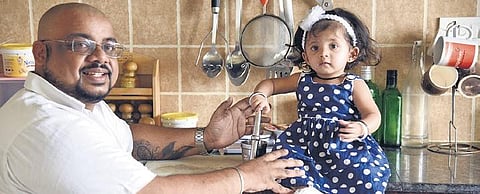 Ashley D’Souza with his daughter Robyn Aliyah ,Nagaraja Gadekal