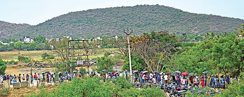 The scenic hills in the background or the scorching sun did not divert their attention. In the top and left pictures | ASHWIN PRASATH & P JAWAHAR