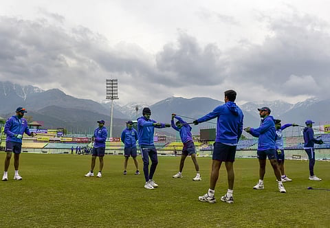 Indian cricket team players during a practice session (Photo | PTI)