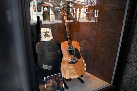 The guitar used by Kurt Cobain during Nirvana's famous MTV Unplugged in New York concert in 1993. (Photo | AFP)