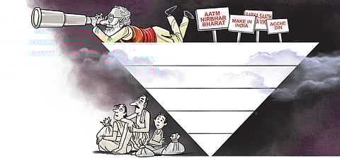 In the near term to achieve self-reliance in these sectors, given the lay of the land, is an act of self-delusion. (Express Illustrations | Amit Bandre)