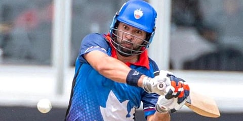 Yuvraj Singh in action during the Global T20 Canada. (Photo | Global T20 Canada Twitter)