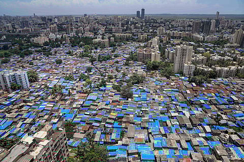An aerial view of Kajupada area a COVID-19 hotspot in Mumbai Wednesday June 24 2020. (Photo | PTI)