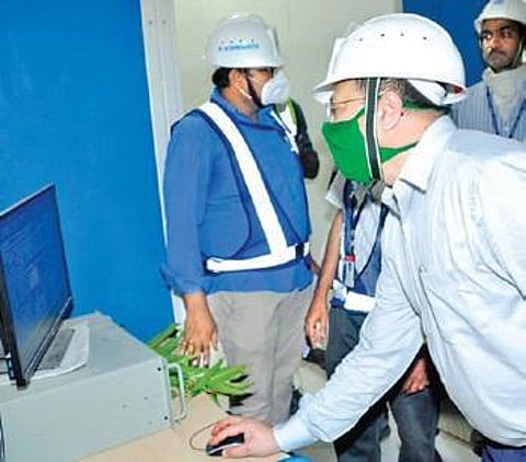 Raj Kumar, ED Ramagundam, inaugurates the project to draw start-up power or the 2x800 MW thermal power plant of NTPC.