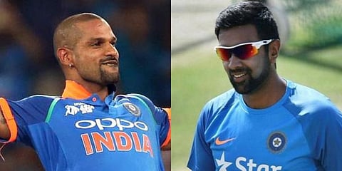 Indian cricketers Shikhar Dhawan (L) and Ravichandran Ashwin (R). (Photo | PTI)