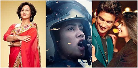 (From left) Still from Shakuntala Devi, Gunjan Saxena: The Kargil Girl and Dil Bechara (Photos| IMDb)