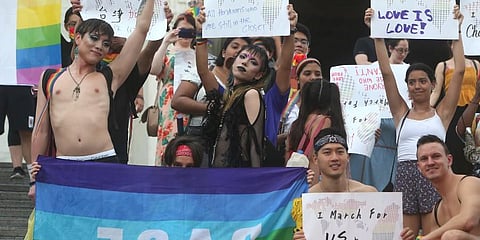 Participants during the 'Taiwan Pride March for the World!' at Liberty Square at the CKS Memorial Hall in Taipei. (Photo | AP)
