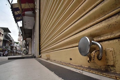 Shutters down at the famous bangle market of Lad Bazaar in Hyderabad. (Photo | RVK Rao, EPS)