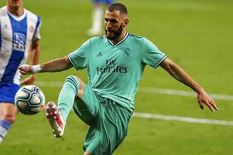 Real Madrid's Karim Benzema controls the ball during the Spanish La Liga soccer match between RCD Espanyol and Real Madrid. (Photo | AP)