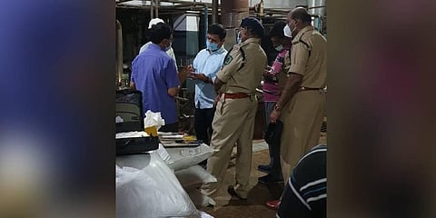 Officials at Sainor Life Sciences chemical unit . (Photo | Express)