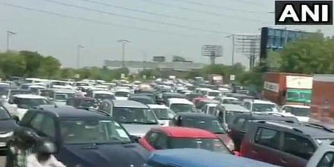 Several commuters complained that they were not being allowed to enter Noida. (Photo | ANI)