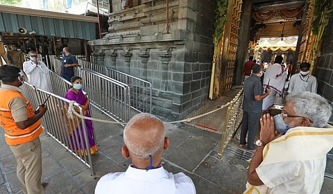 TTD chairman YV Subba Reddy along with additional EO AV Dharma Reddy inspected Vaikuntham queue lines and ladoo counters inside the Venkateshwara temple along with senior officers in Tirumala. (Photo|EPS)