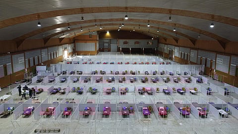 The convention centre of 50,000 sq ft, facilitates 200 cubicles and 51 toilets for the patients. (Photo | EPS)