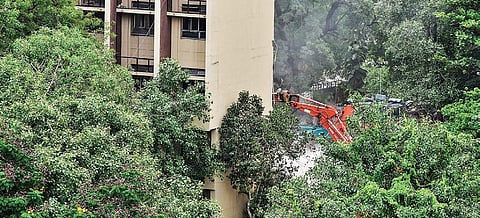 The demolition of buildings at the Secretariat complex continues on Thursday
