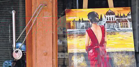 A store on locked up as part of lockdown measures to spread covid-19. (Photo | Shriram BN)