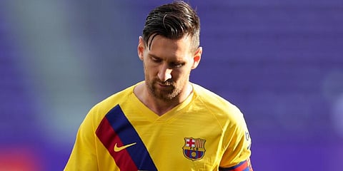 Barcelona striker Lionel Messi during the Spanish La Liga soccer match between Valladolid and FC Barcelona at the Jose Zorrilla stadium. (Photo | AP)