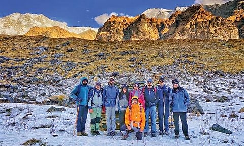 Vysakh Nair with fellow travellers during a trip