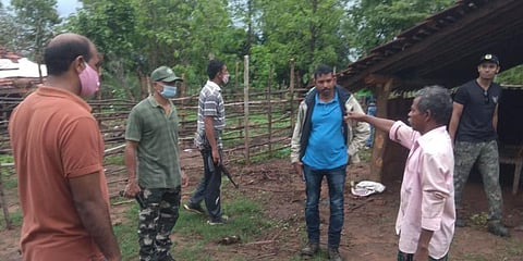 Mulugu police speak to locals and comb forest areas after the exchange of fire between the police and Maoists on Wednesday. (Photo| EPS)