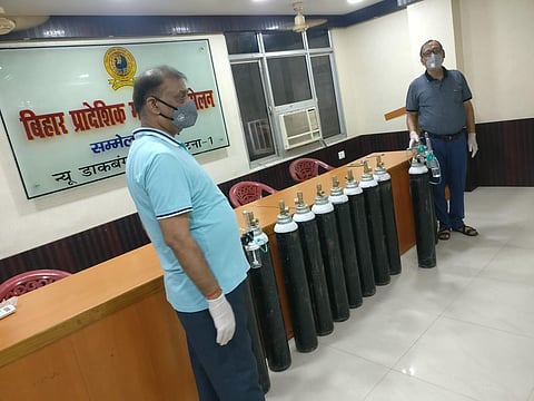 The Oxygen Cylinder Bank in Patna (Photo | EPS)