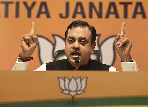 BJP National Spokesperson Sambit Patra addresses a press conference, at BJP HQ in New Delhi. (Photo | PTI)