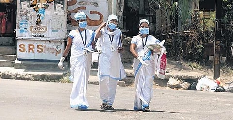 Representational image of ASHA workers engaged in COVID-19 duty(Photo | S Senbgapandiyan, RVK Rao, EPS)