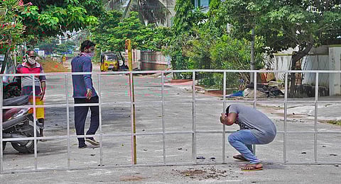 Residents enter a containment zone in Vizag on Wednesday (Photo | G Satyanarayana, EPS)