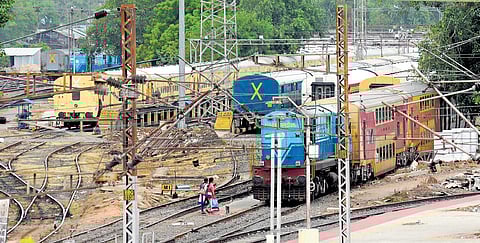 File picture of the railway yard at Basin Bridge Railway Station in Chennai