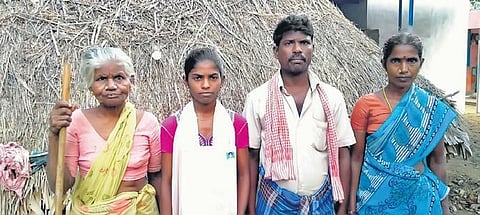 Dhanalakshmi along with her grandmother Indirani and parents | Express