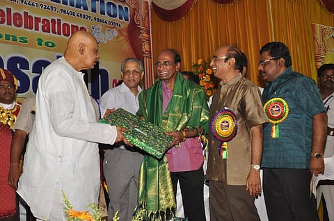 Dr C Mohan Reddy seen being felicitated by then Governor K Rosiah in this file photo.