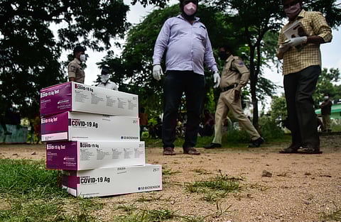 COVID-19 test kits. (PHOTO | VINAY MADAPU, EPS)