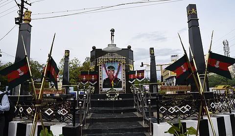 The memorial to Major Saravanan