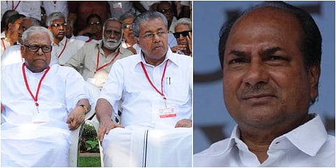 When AK Antony (R) was the Kerala CM, Pinarayi Vijayan was the CPM state secretary and VS Achuthanandan was the Leader of the Opposition. (Photos | Agencies)