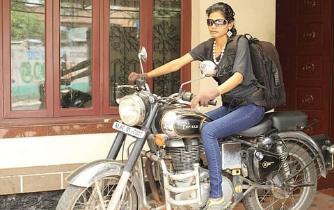 Rehana Fathima, an accused in a case registered for posting a video on social media in which her two minor children were seen painting on her semi-nude body. (Photo | Express)