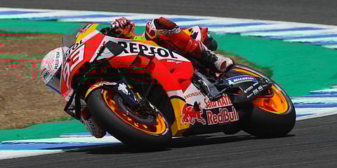 MotoGP rider Marc Marquez of Spain steers his motorcycle during the Spanish Motorcycle Grand Prix. (Photo | AP)