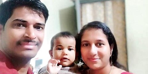 Jeevan Animoothil with wife Nitha Jeevan and daughter Josina Anna Jeevan