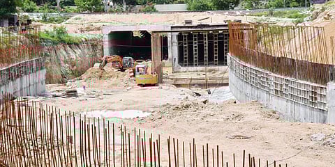 A four-way railway under bridge (RuB) being constructed at HiTec City. (Photo| EPS)