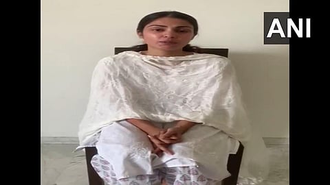 Rhea Chakraborty in recently released video. (Photo | ANI)