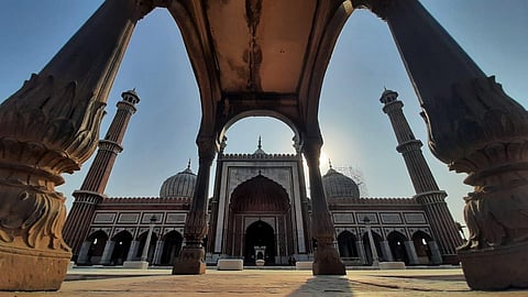 People visits at Jama Masjid as it reopens. (Photo| EPS/ Shekhar Yadav)