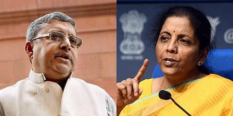 (Left) TMC MP Kalyan Banerjee and (Right) Finance Minister Nirmala Sitharaman