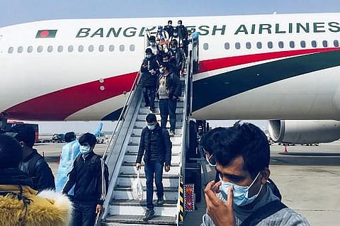 File photo of a Biman Bangladesh Airlines evacuation flight amid coronavirus outbreak (File Photo | AFP)