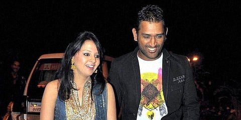 MS Dhoni with his wife Sakshi (Photo | PTI)