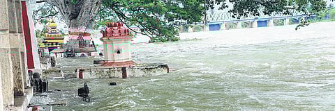 The flooded Srirangapatna bathing ghat on Sunday | Udayshankar S