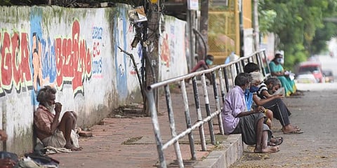 Despite Thiruvananthapuram Corporation opening a camp for homeless people in the wake of the pandemic, many people continue to live in streets. (Photo | BP Deepu, EPS)