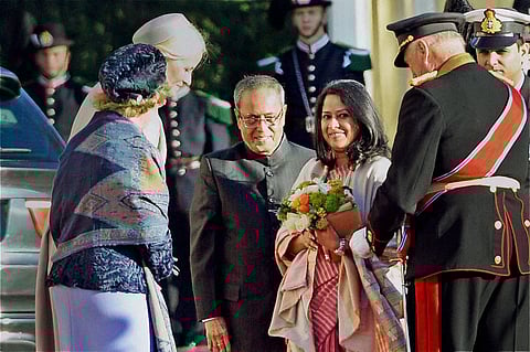 Former President Pranab Mukherjee along with his daughter Sharmistha Mukherjee (File Photo | PTI)