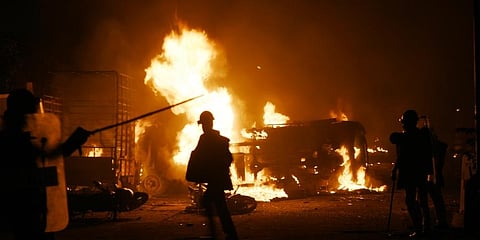 Police said that situation in Kaval Byrasandra is now under control. (Photo | EPS)